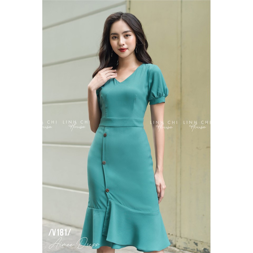 Đầm Nữ Đuôi Cá Dịu Dàng Thanh Lịch (Vàng, Xanh) Thời Trang Thu Đông V181 | BigBuy360 - bigbuy360.vn