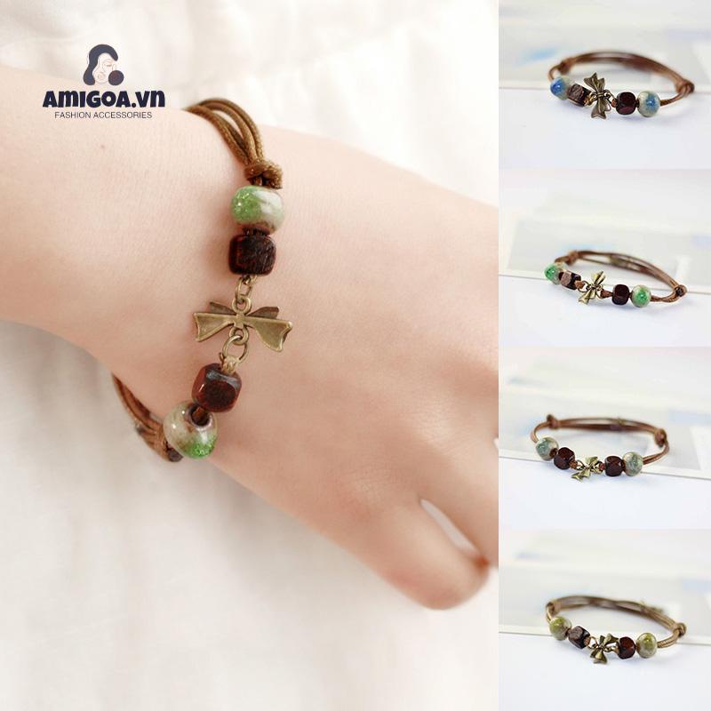 ✨✨Vòng Tay Phối Hạt Gốm Sứ Phong Cách Vintage Thời Trang