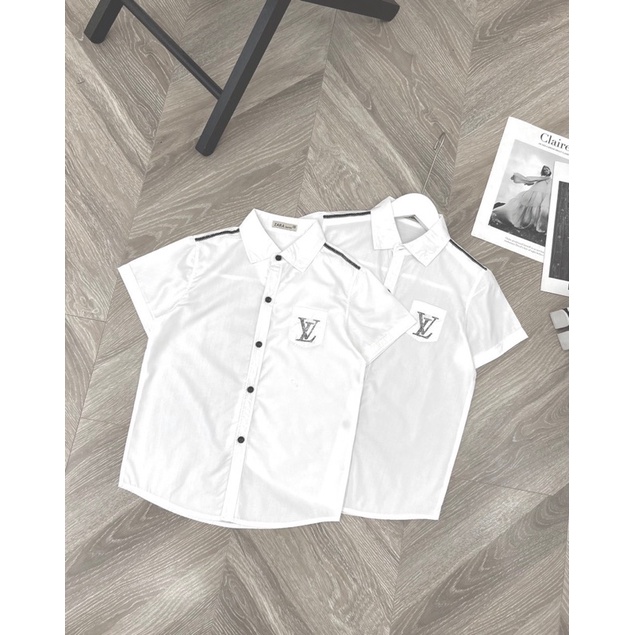 (jean baby) Áo sơ mi trắng cộc tay cho bé trai (22-32kg)