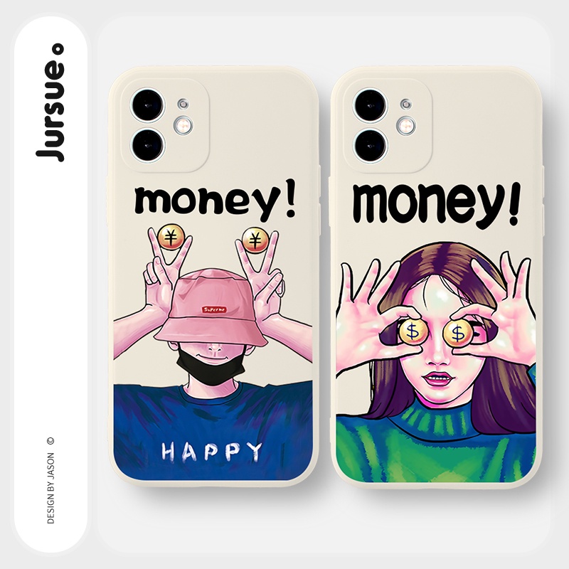 Ốp lưng JURSUE hoạt hình cặp đôi dễ thương đẹp cho iPhone 13 12 11 Pro Max SE 2020 X XR XS ip 8 7 6 6S Plus kute Y233