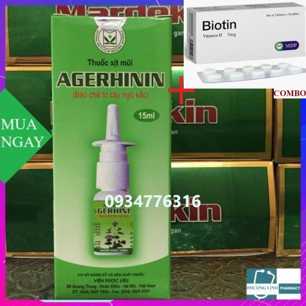 Combo Biotin 5mg+ Xịt mũi AGERHININ