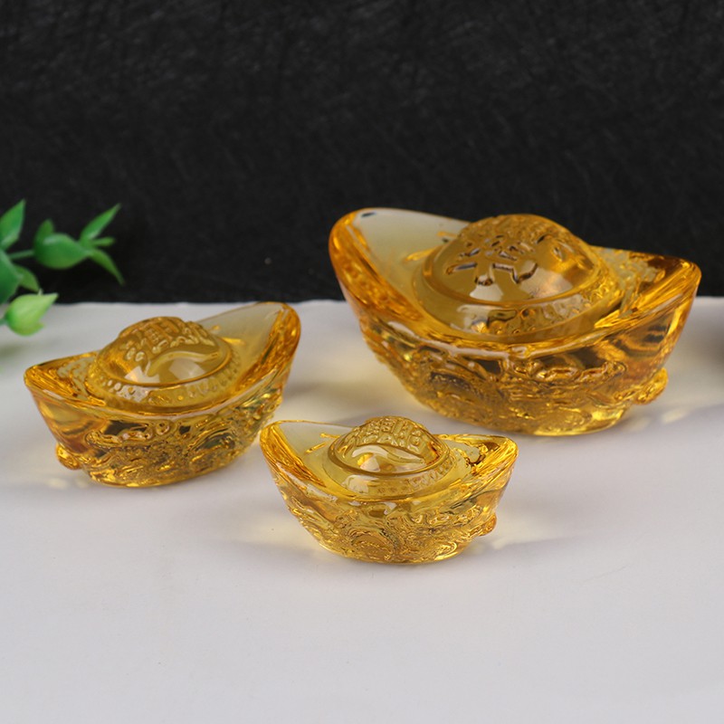 Thỏi vàng pha lê hoa văn rồng trang trí nhà cửa