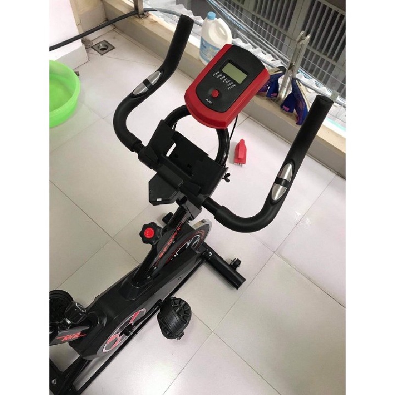 Xe đạp tập gym thể dục thể thao tại nhà toshiko x9 tặng má phanh dự phòng đồng hồ đo cảm biến nhịp tim giá đỡ điện thoại