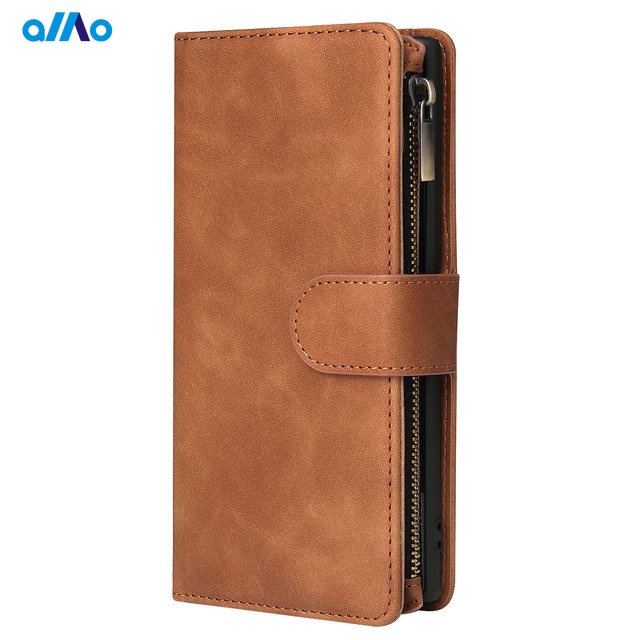 Bao da điện thoại etui dạng ví có khóa kéo đa năng cho samsung m32 a12 a22 a32 4g 5g a52 a72