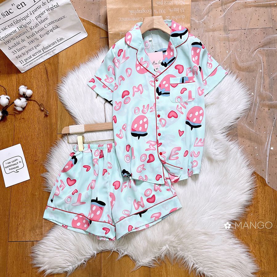 Bộ Đồ Ngủ Pijama Cộc Tay Dành Cho Bé Gái Từ Chất Liệu Lụa Mango - BPN55 - Babi mama