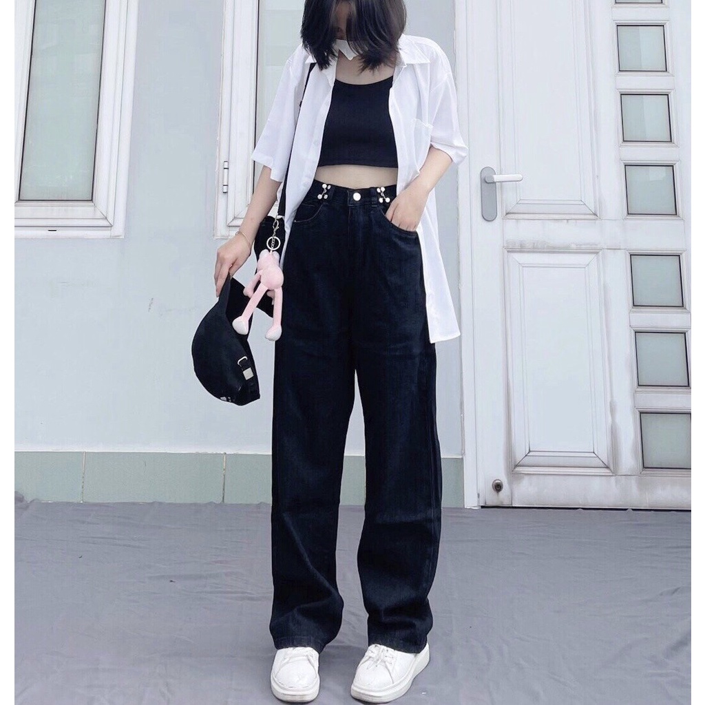 Quần Jean Ống Rộng GÀI EO Ulzzang Unisex 1hitshop