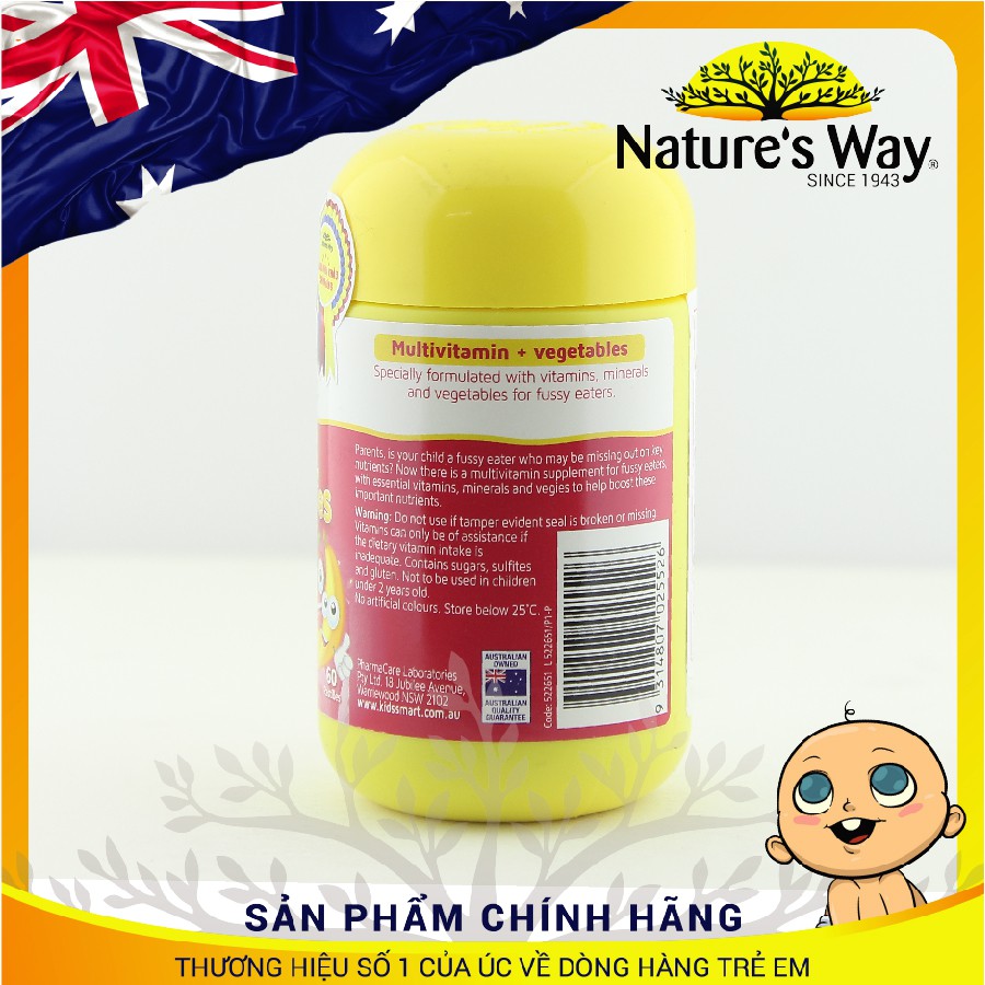 Nature's Way Kids Smart Vita Gummies MultiVitamin - Vitamin tổng hợp cho trẻ biếng ăn