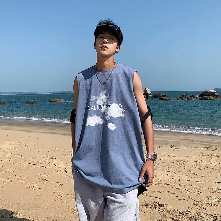 Áo Thun Baiyun Dáng Rộng In Chữ Phong Cách Đường Phố Hong Kong Thời Trang Mùa Hè Cho Nam