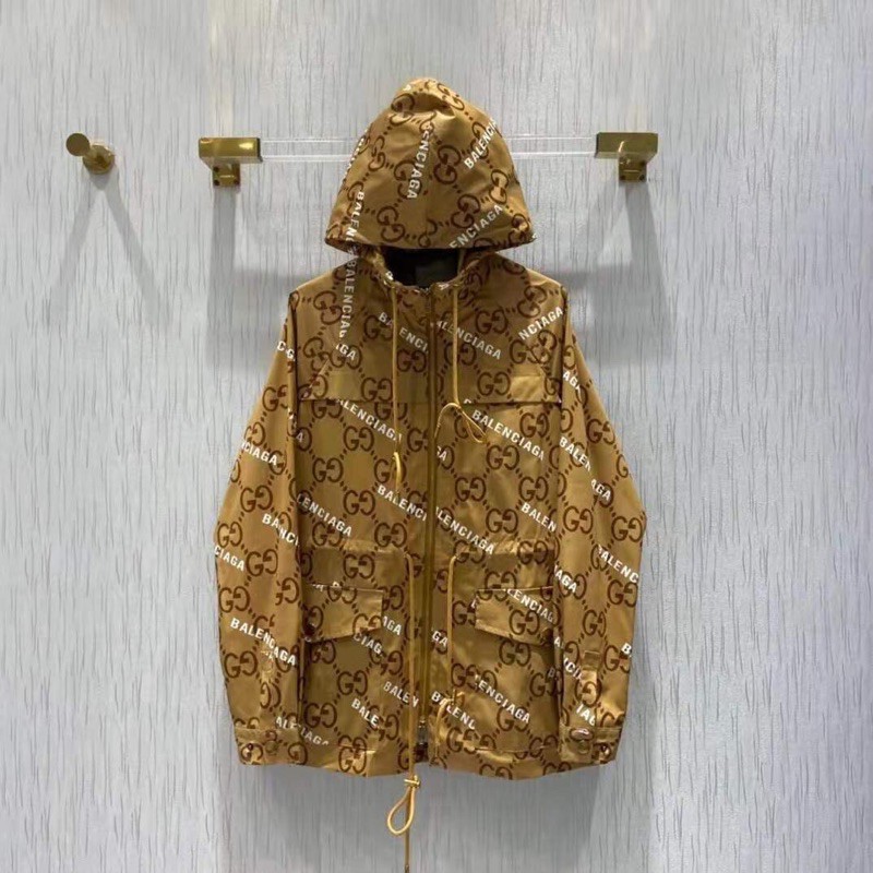 Áo khoác chống nắng mẫu hot của nhà Gucci GC in logo kết hợp 2 thương hiệu màu sắc cổ điển phiên bản có dây rút