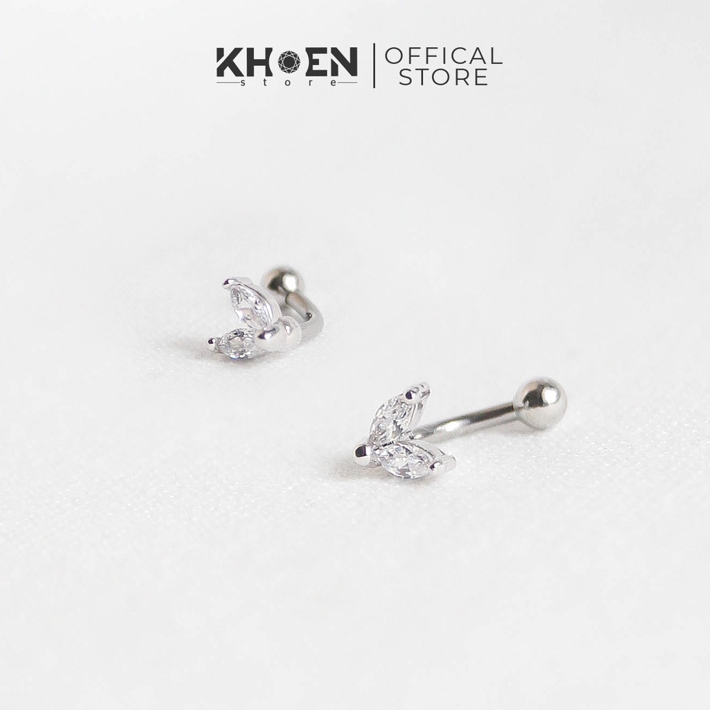 Khuyên tai Hai lá zircon Cong vị trí Rook và Daith