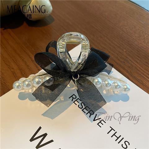 GETNOIVAS Kẹp tóc càng cua 11.1cm bằng acrylic dày đính nơ duyên dáng cho nữ