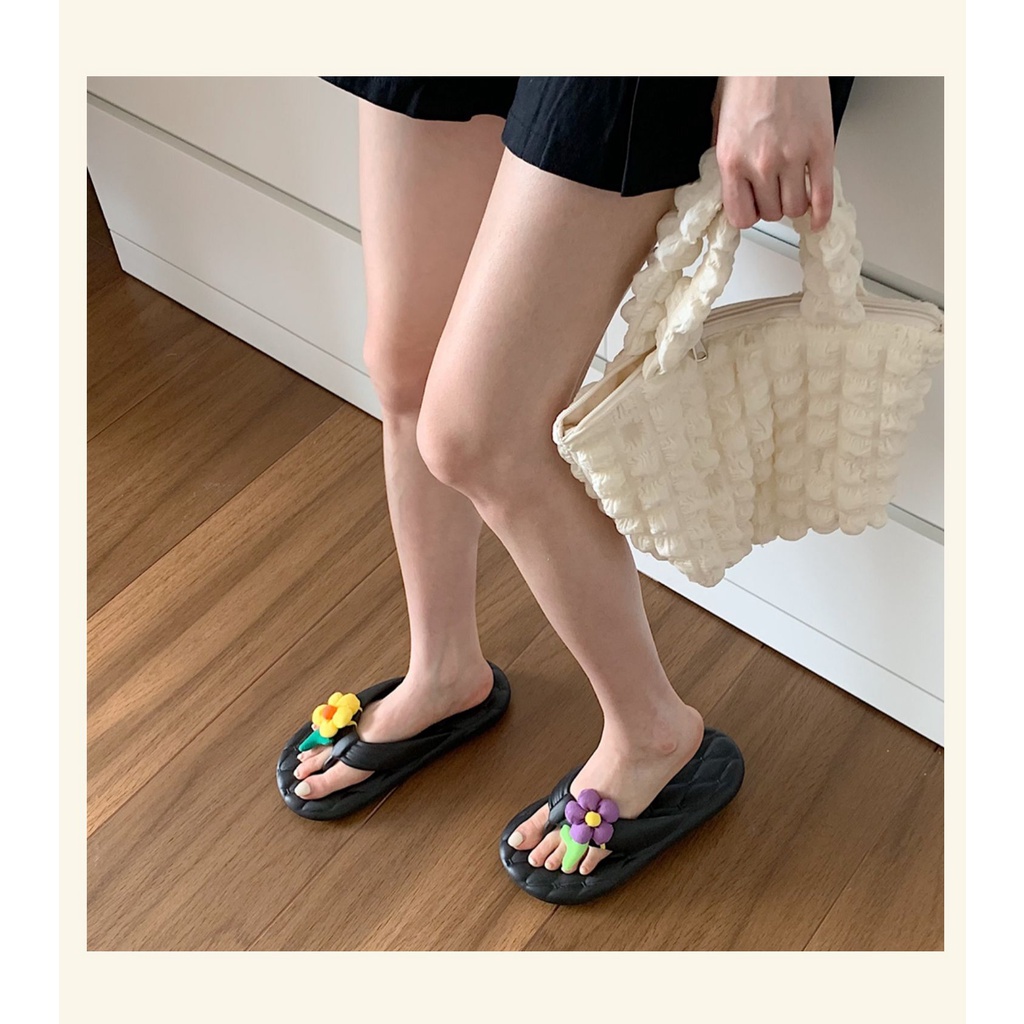 Dép Xỏ Ngón eva Chống Trượt Đính Hoa Dễ Thương Cho Nữ