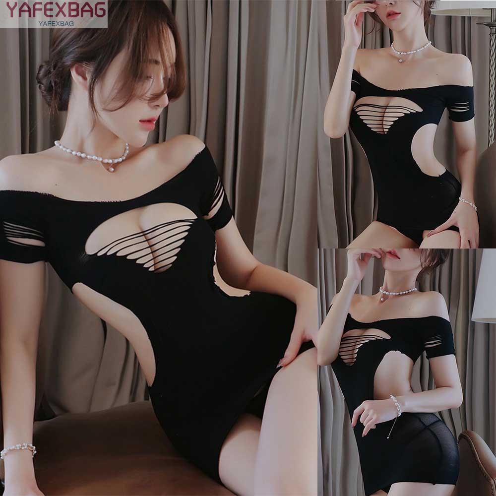 Jumpsuit Cut-out Erotic Lingerie Fishnet Stockings Nightdress Open Bra