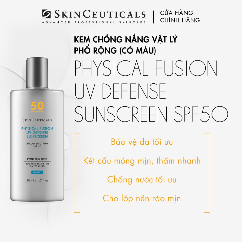 [Mã COSLUX03B giảm 100K] Skinceuticals Physical Fusion UV Defense SPF50 giúp bảo vệ da tối ưu 50ml