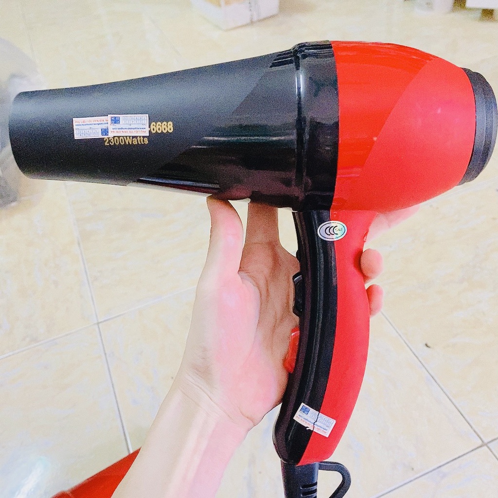 Máy sấy tóc chuyên nghiệp salon barbershop mã 6668  2300w (màu đỏ đen )