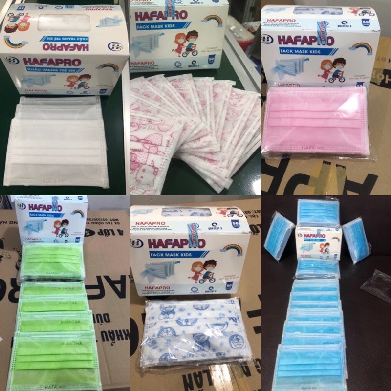 Khẩu trang y tế trẻ em 4 lớp HAFAPRO trơn và in hình