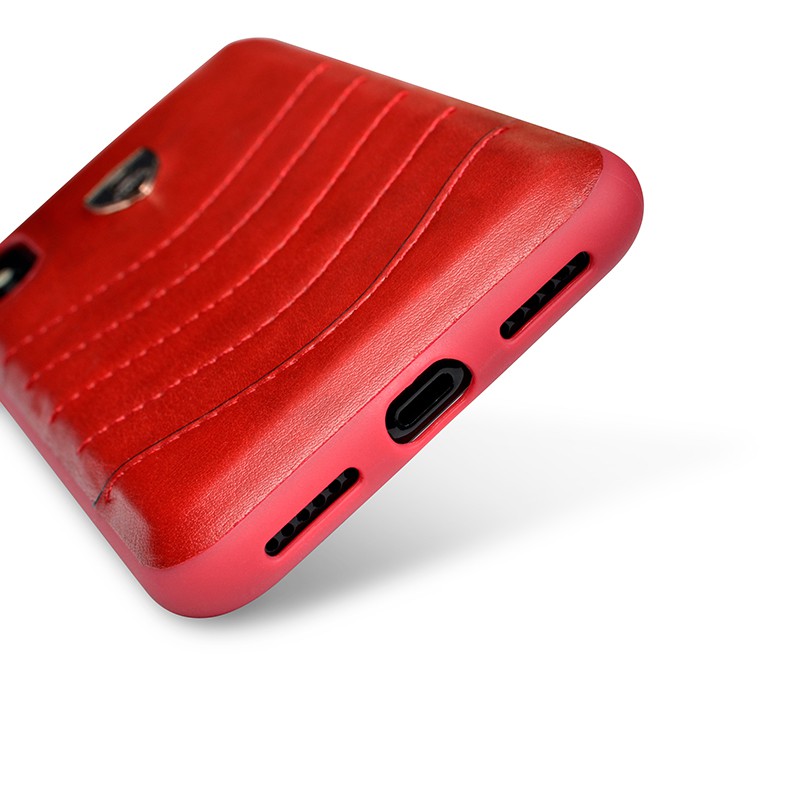 PULOKA IPhone Xs Max Trường Hợp Da Sóng Phong Cách X / XX / Xr Trường Hợp Porsche Logo Cứng Bìa Vỏ Bọc Hợp