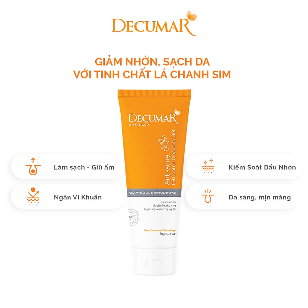 Combo Sạch Mụn Decumar Advanced NEW -1 gel rửa mặt kiềm nhờn ,1 gel ngừa mụn và 1 kem chống nắng