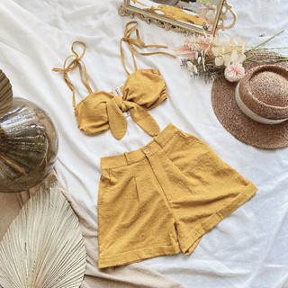 Hình thật - set bộ đi biển áo bra dây + quần short 💗 beleza