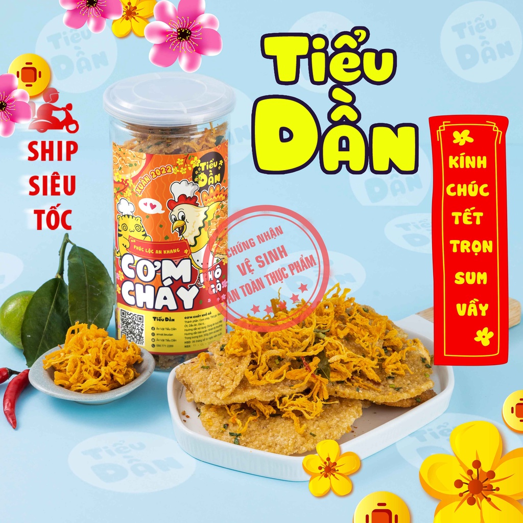 Cơm cháy lắc khô gà hũ lớn 300g TIỂU DẦN đồ ăn vặt vừa ngon vừa rẻ