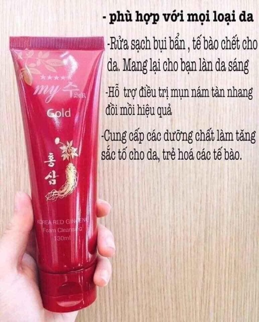 Sữa rửa mặt sâm đỏ My Gold Korea Red Ginseng Foam Cleansing