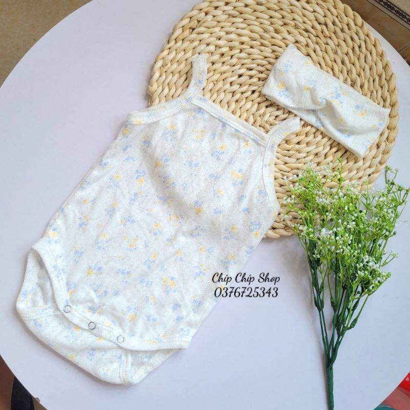 Bodysuit,body chíp hai dây kèm turban đáng yêu cho bé trai,bé gái