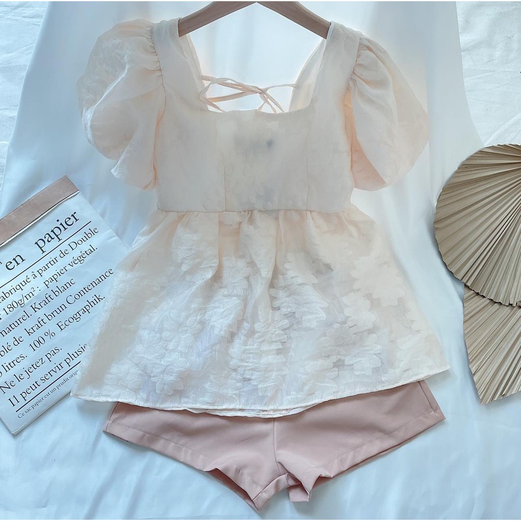 [Mã WAMT1505 giảm 10K đơn 0K] (FREESHIP-HÀNG CÓ SẴN SLL) SET QUẦN SHORT+ ÁO BABYDOLL HOA NỔI❤️CHIBEST | BigBuy360 - bigbuy360.vn