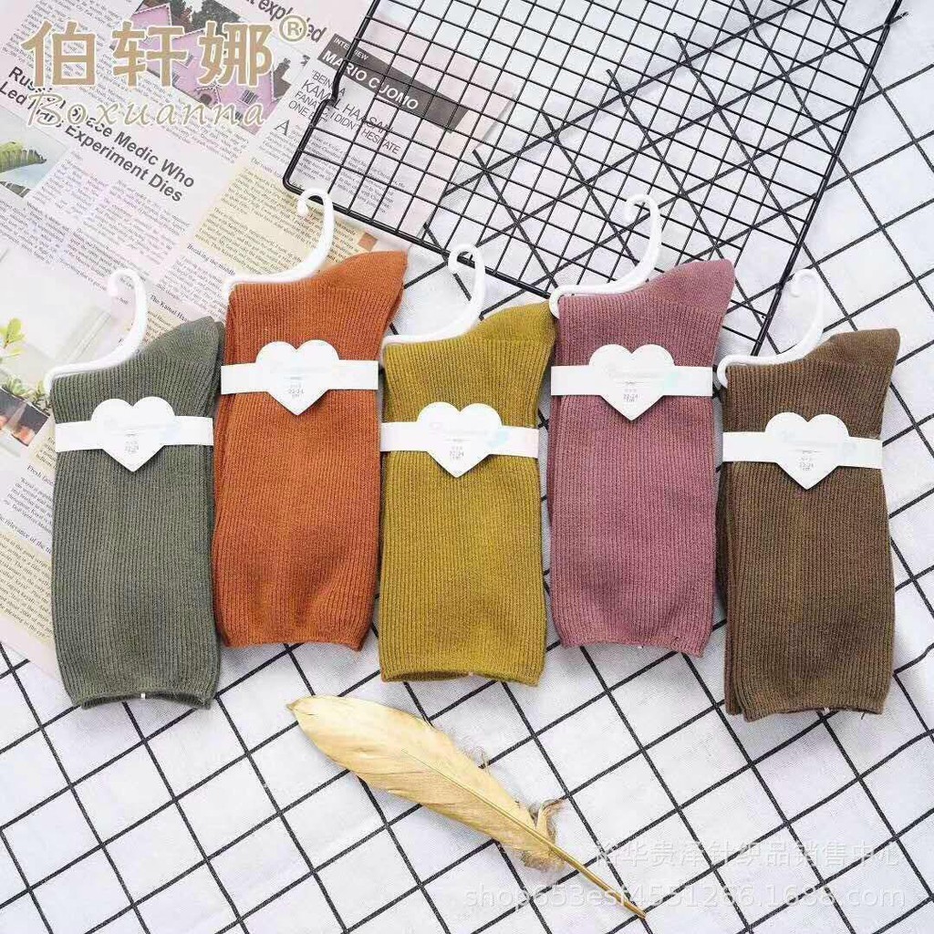 LỐ 10 ĐÔI TẤT MÓC VINTAGE CỔ CAO CHẤT THUN SIÊU DÀY ẤM - TH