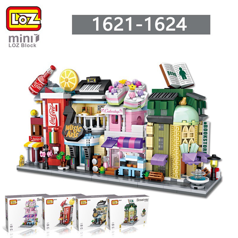 Đồ chơi lắp ráp mô hình nhà, xếp hình 3D công trình kiến trúc nanoblock LOZ STREET 1629-1648