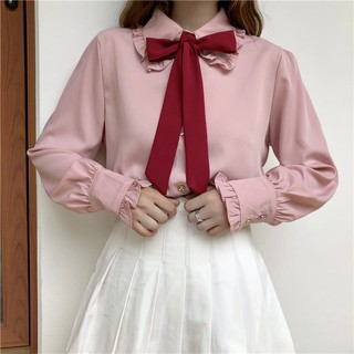 [order] Set váy đen áo hồng cột nơ (có tách set) - u.w