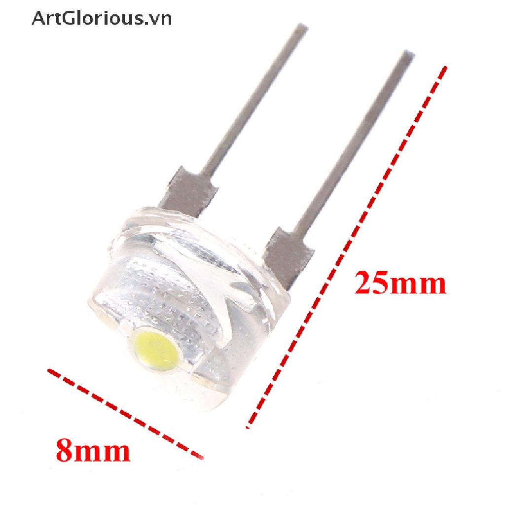 Bộ 10 Đèn LED Ánh Sáng Trắng 8mm 0.5W 3.0-3.2V