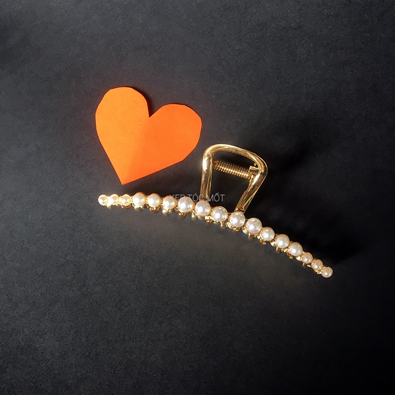 Kẹp tóc kim loại đính đá rhinestone ngọc t.r.a.i nhân tạo (KT66)