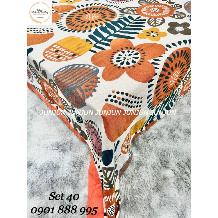 N9_Set Chăn Ga Gối vải Xô Organic cotton dòng cao cấp