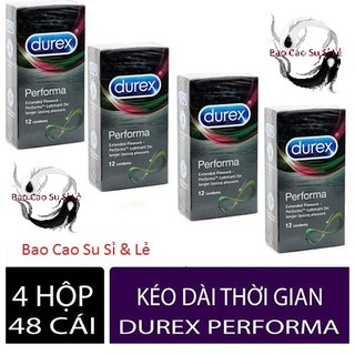 COMBO 4 Hộp 48 Cái Bao Cao Su KÉO DÀI CUỘC YÊU Durex Performa