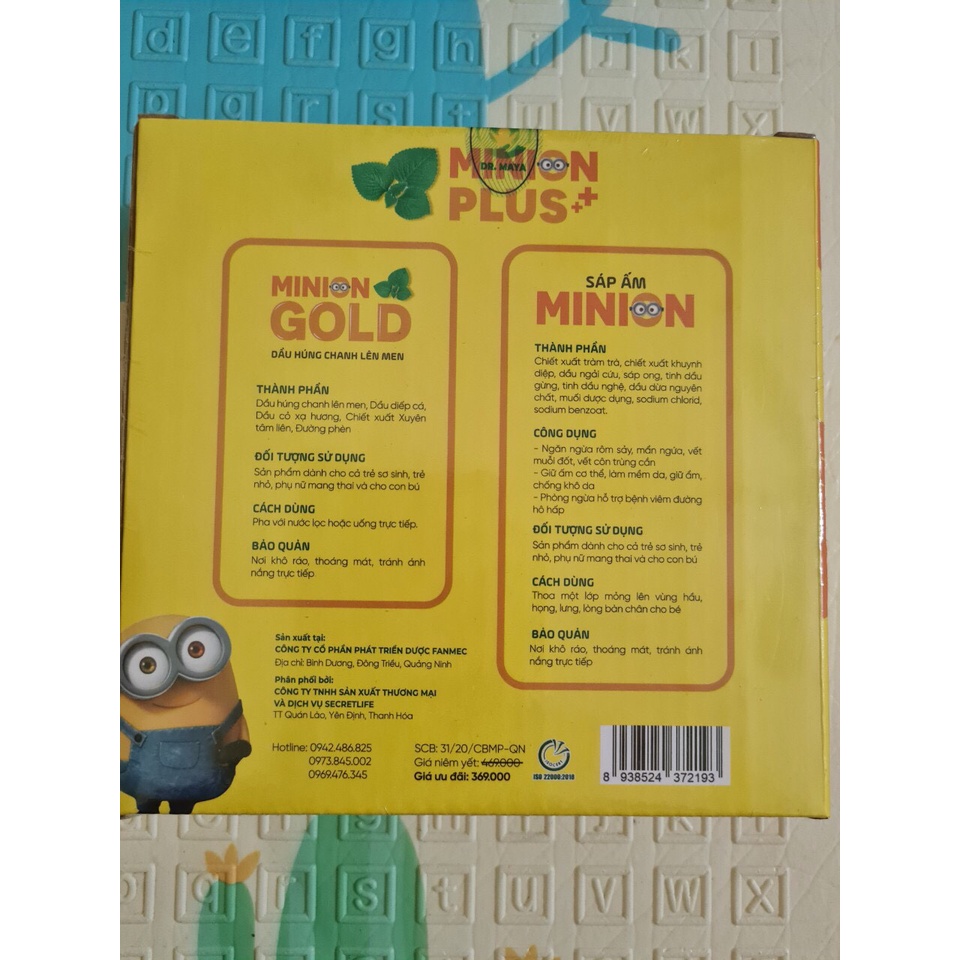 Combo dầu húng chanh minion plus (dầu húng chanh lên men minion gold kèm sáp giữ ấm)