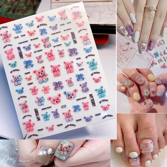 [HOT] Sticker Gấu dán móng mã 1185 shop sỉ nail - mi