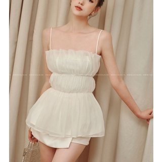 [COLIN CLOTHING] Chân váy ngắn nữ đắp tà xếp ly vải Linen