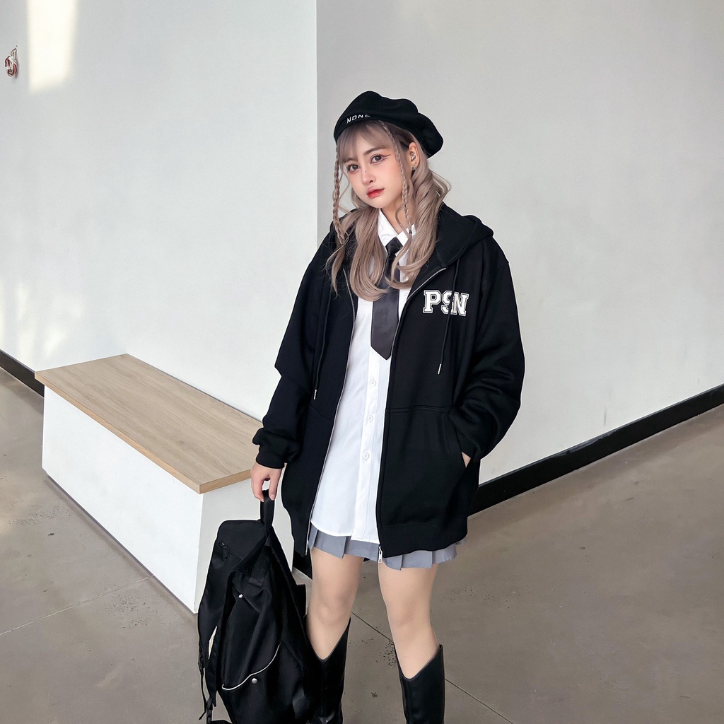 Áo khoác Hoodie nỉ bông dây kéo zip 2 màu POISONPOTION Local Brand