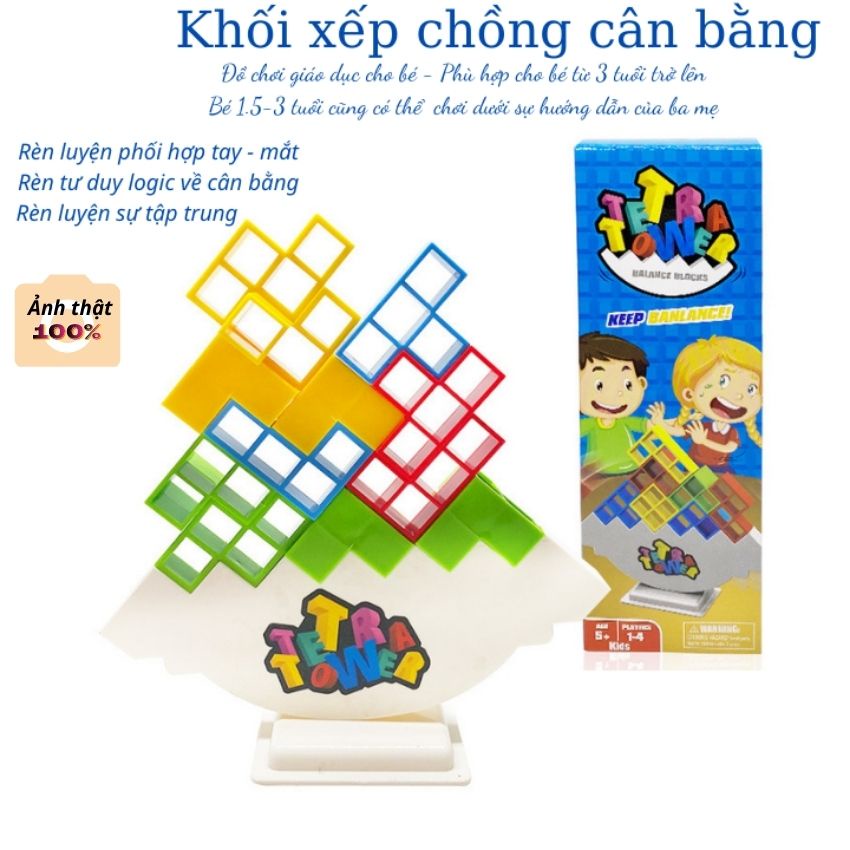 TETRA TOWER 32 khối tháp xếp chồng cân bằng - lỗi móp hộp - NGUYÊN GIÁ TRỊ SỬ DỤNG - trò chơi đội nhóm
