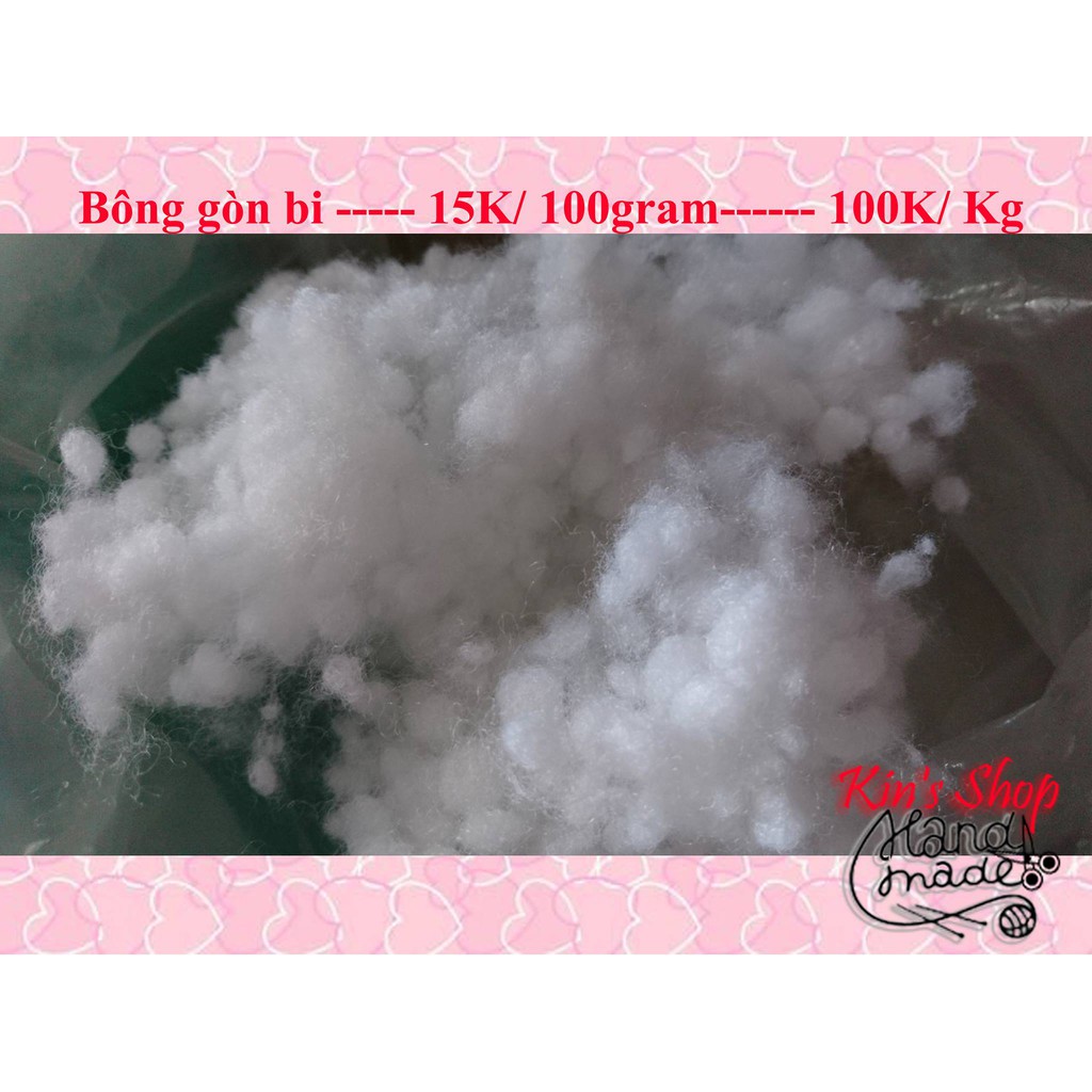 100g Bông gòn bi, gòn xơ và gòn lông vũ chuyên nhồi thú bông, gối ôm handmade