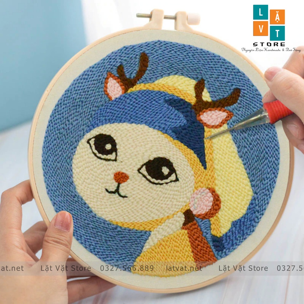 Bộ Thêu Len Xù Nghệ Thuật Phục Hưng- Punch Needle art- Có Video Hướng Dẫn - Trang trí góc bàn làm việc, góc phòng ngủ