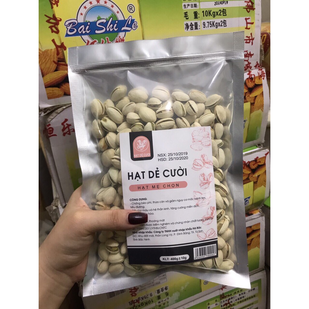 HÀNG MỚI-400G HẠT DẺ CƯỜI KHÔNG TẨY TRẮNG (TEM XANH/HỒNG/NÂU NGẪU NHIÊN)