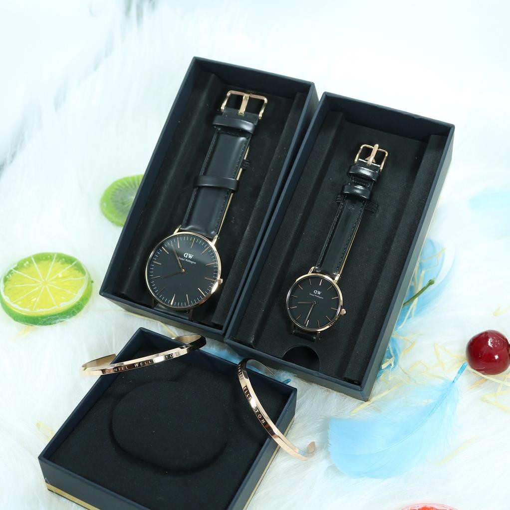 Đồng Hồ Nam DW Daniel Wellington Dây Da Classic Black Sheffield - Viền Vàng (Size 40mm & 36mm)