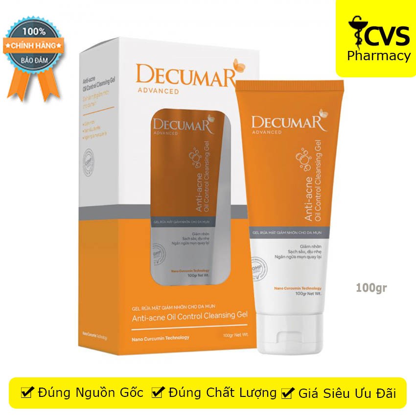 Gel rửa mặt Decumar Advanced 100 gram - Giúp giảm nhờn dành cho da mụn, sạch sâu, dịu nhẹ, giảm mụn - cvspharmacy