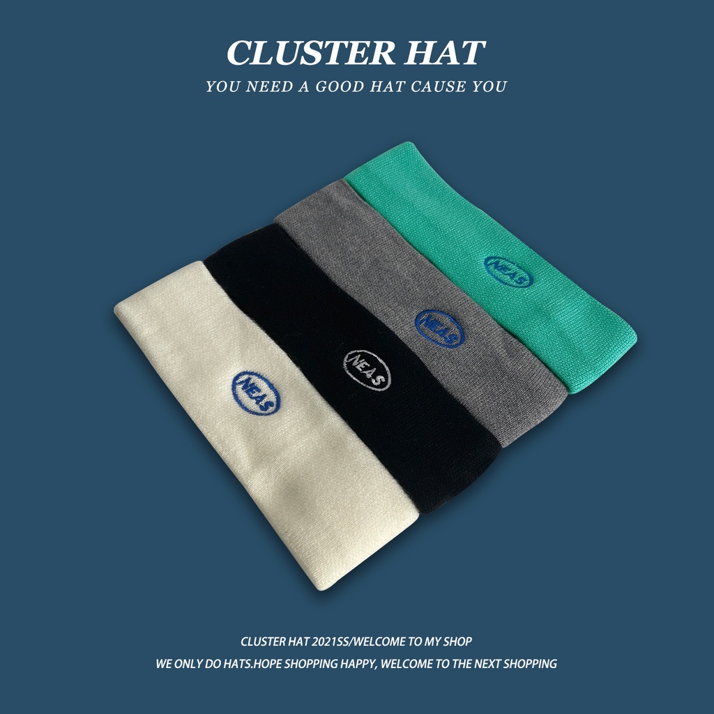 Băng đô len bản rộng in chữ phong cách Nhật Bản thời trang thu đông cho nữ