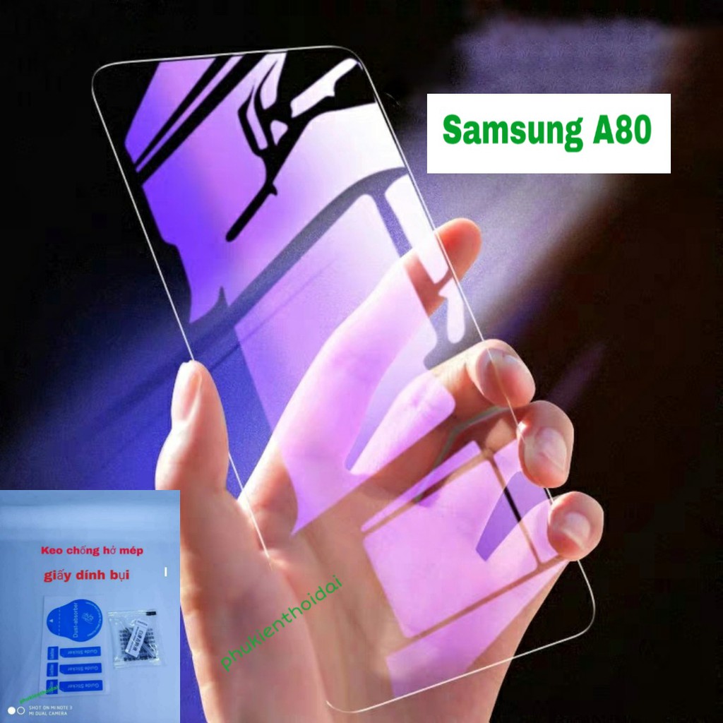 Cường lực Samsung A80 tím chống tia UV hại mắt ( tặng keo mép )