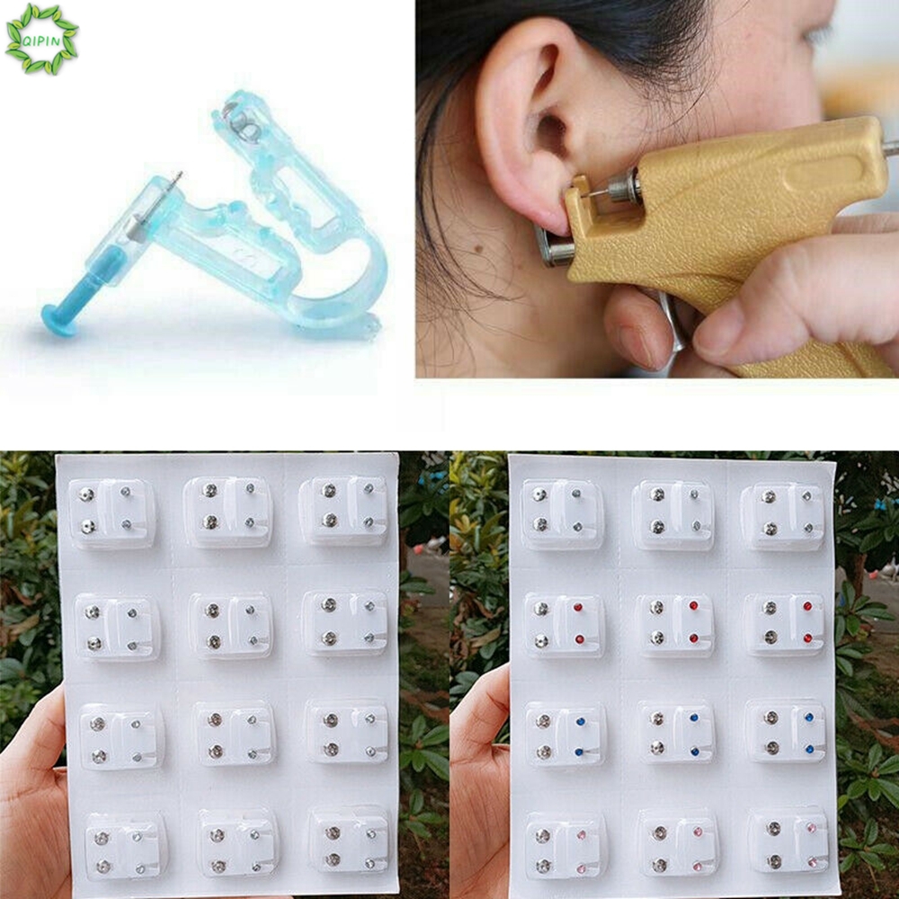 Cod Qipin 12 Pairs Allergy Free Earrings Piercing Tool Kits Ear Stud Surgical Alloy Jewelry