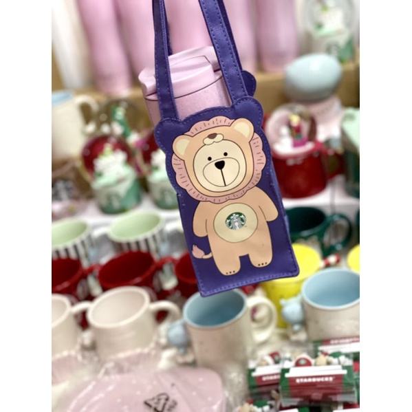 Túi vải hình gấu đựng ly nước Starbucks 🐻
