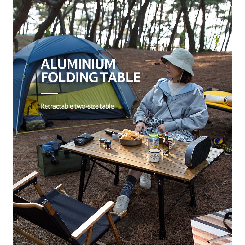 Bàn dã ngoại hợp kim vân gỗ vintage Naturehike NH19Z003-D MW03