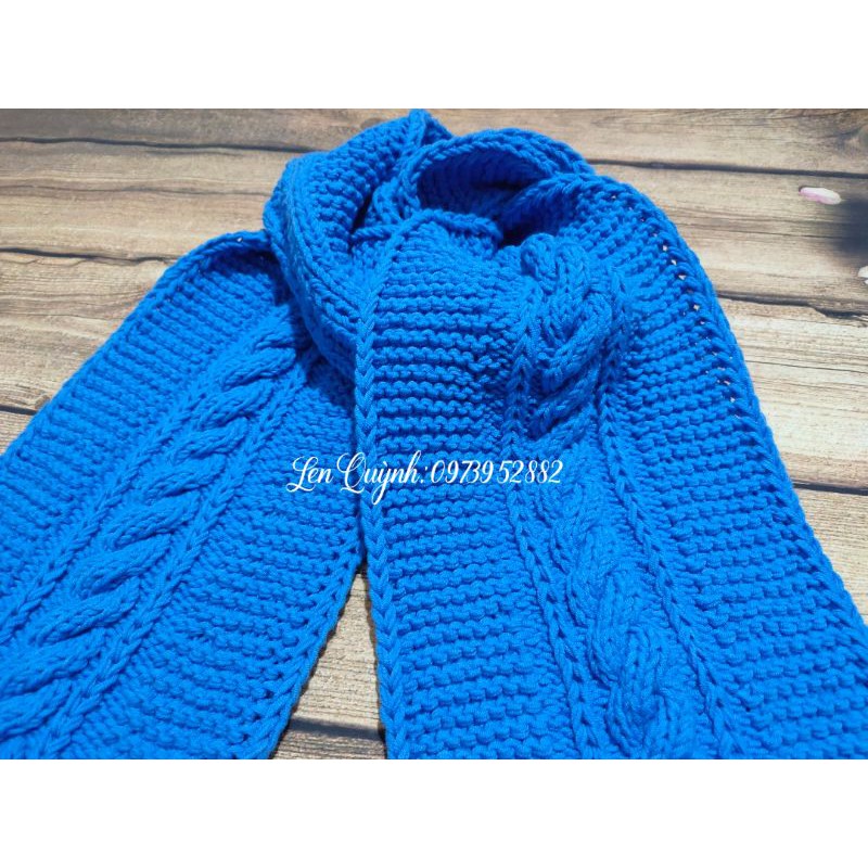 Khăn len đan tay - kiểu vặn thừng cách điệu
